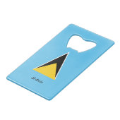 Saint Lucia Flag Kredietkaart Flessenopener (Voorkant Gekanteld)
