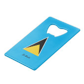 Saint Lucia Flag Kredietkaart Flessenopener (Achterkant Gekanteld)