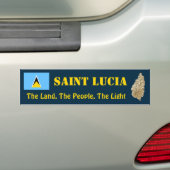 Saint Lucia Flag + Map Bumpersticker (Op auto)