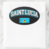 Saint Lucia Flag Ovale Sticker (Tas)