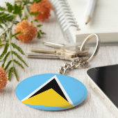 Saint Lucia Flag Sleutelhanger (Zijkant)