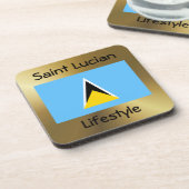 Saint Lucia Flag+Text Onderzetter (Linkerzijde)