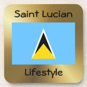 Saint Lucia Flag+Text Onderzetter (Voorkant)