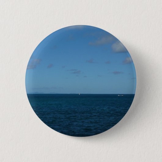 Saint Lucia Horizon Blue Ocean Ronde Button 5,7 Cm (Voorkant)