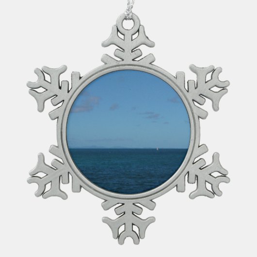 Saint Lucia Horizon Blue Ocean Tin Sneeuwvlok Ornament (Voorkant)