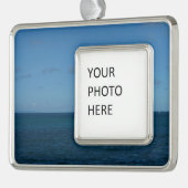 Saint Lucia Horizon Blue Ocean Verzilverd Kader Ornament (Links)