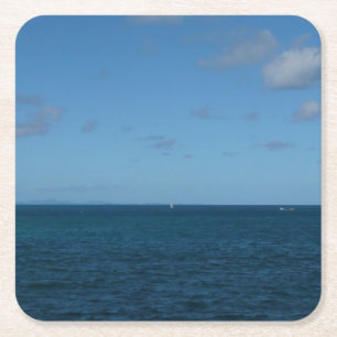 Saint Lucia Horizon Blue Ocean Vierkante Kartonnen Onderzetter