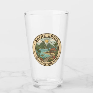 Saint Lucia Illustratie Reis Kunst Badge Glas