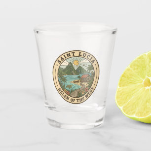 Saint Lucia Illustratie Reis Kunst Badge Shot Glas