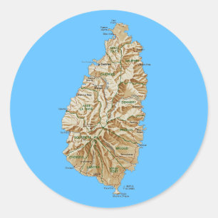 Saint Lucia Kaartsticker Ronde Sticker