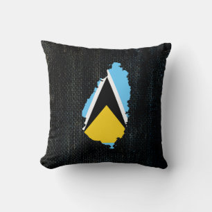 Saint Lucia Map Flag Burlap ontworpen Kussen
