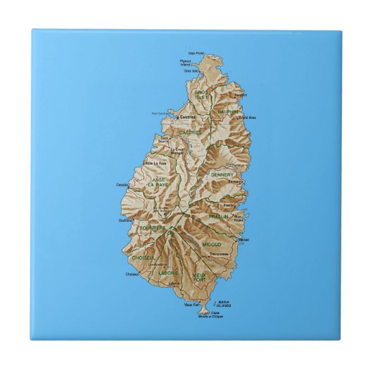 Saint Lucia Map Tile Tegeltje (Voorkant)