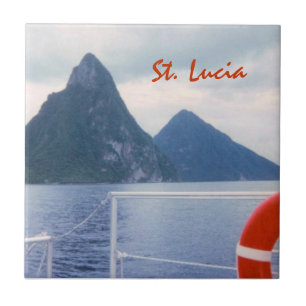 Saint Lucia Pitons uit de Zee Tile Tegeltje