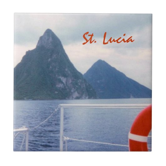 Saint Lucia Pitons uit de Zee Tile Tegeltje (Voorkant)