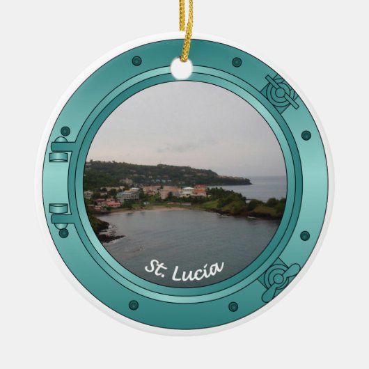 Saint Lucia Porthole Keramisch Ornament (Voorkant)