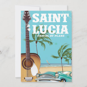 Saint Lucia retro Holiday poster art Feestdagenkaart