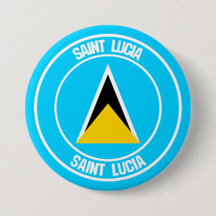 Saint Lucia Round Emblem Ronde Button 7,6 Cm