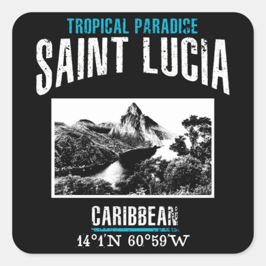 Saint Lucia Vierkante Sticker (Voorkant)