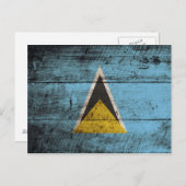 Saint Lucia vlag op de oude houten korrel Briefkaart (Voorkant / Achterkant)