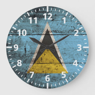 Saint Lucia vlag op de oude houten korrel Grote Klok