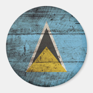 Saint Lucia vlag op de oude houten korrel Magneet