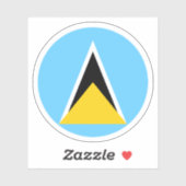 Saint Lucia Vlag Ronde Sticker (Vel)