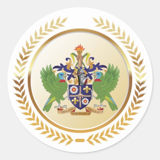 Saint Lucia wapenschild Ronde Sticker (Voorkant)