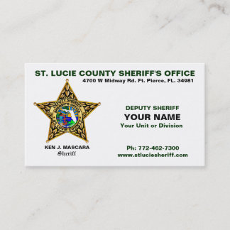 Saint Lucie County Sheriff Visitekaartje