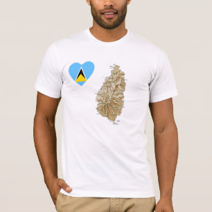 Saint Lucie Drapeau Coeur et carte T-shirt