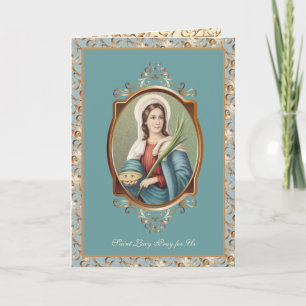 Saint Lucy Lucia Religieuze Vintage Patron Eyes Kaart