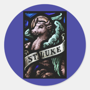Saint Luke, de Evangelist Glas in lood Art Ronde Sticker