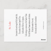 Saint Luke, Evangelist Prayer Card Briefkaart (Achterkant)