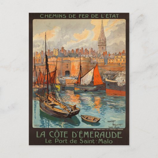 Saint Malo Frankrijk -  Frans reisbureau Briefkaart (Voorkant)