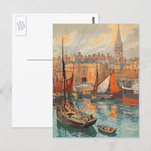 Saint Malo, Frankrijk, Vintage Reisposter Kunst Briefkaart