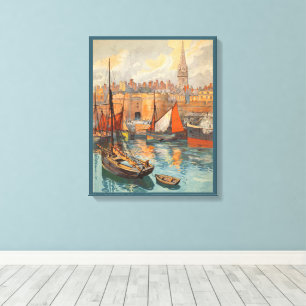 Saint Malo, Frankrijk, Vintage Reisposter Kunst Canvas Afdruk