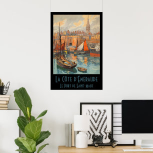Saint Malo, Frankrijk, Vintage Reisposter Kunst Poster