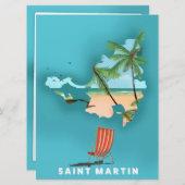 Saint Martin Carte illustrée. (Devant / Derrière)