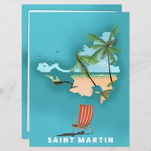 Saint Martin Carte illustrée. (Devant / Derrière)