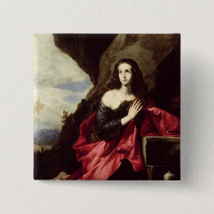 Saint Mary Magdalene of St. Thais in de woestijn Vierkante Button 5,1 Cm