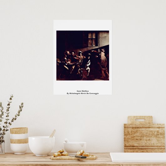 Saint Matthew door Michelangelo Merisi da Caravagg Poster (Keuken)