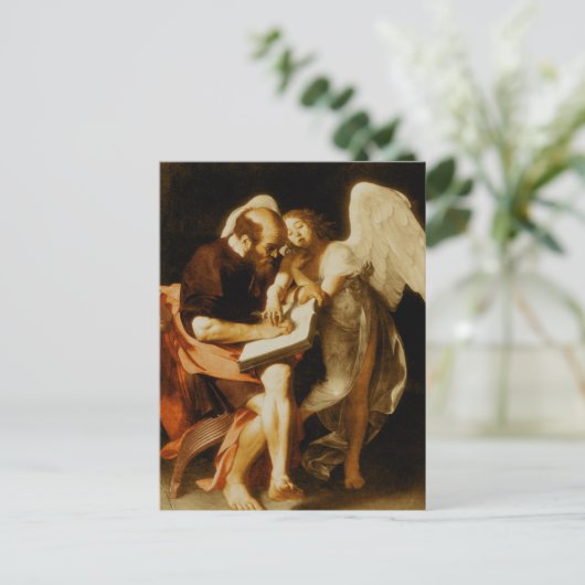 Saint Matthieu et l'Ange par Caravaggio Carte post (Debout devant)