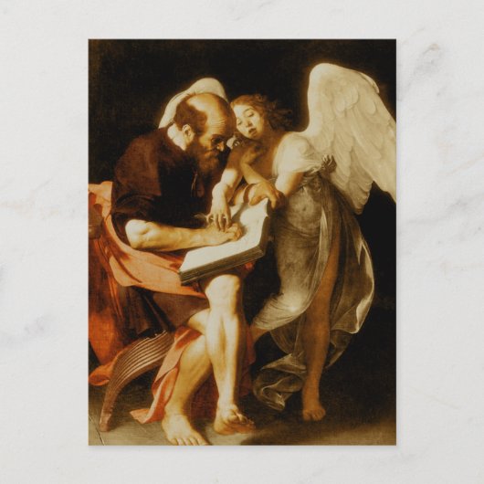 Saint Matthieu et l'Ange par Caravaggio Carte post (Devant)
