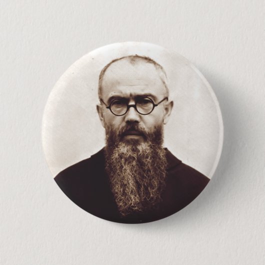 Saint Maximilian Kolbe Poolse katholieke priester Ronde Button 5,7 Cm (Voorkant)