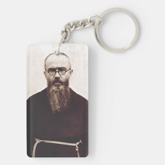 Saint Maximilian Kolbe Poolse katholieke priester Sleutelhanger (achterkant)