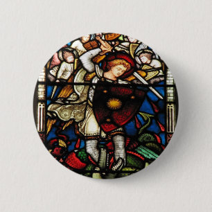 SAINT MICHAEL ARCHANGEL RONDE BUTTON 5,7 CM