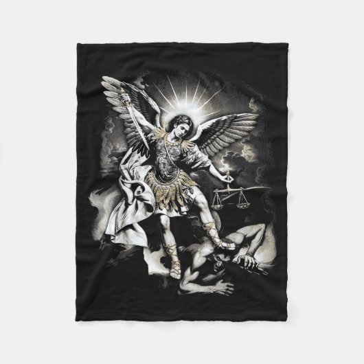 Saint Michael Defeating Satan Archangel Warrior Fleece Deken (Voorkant)