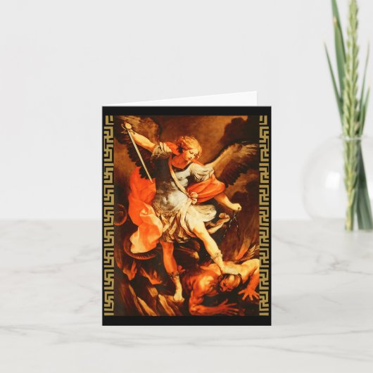 Saint Michael Defeating Satan Archangel Warrior Kaart (Voorkant)