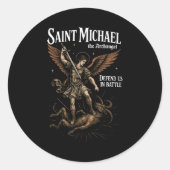 Saint Michael Defend Us In Battle Archangel Christ Ronde Sticker (Voorkant)