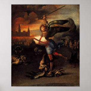 Saint Michael en de draak Poster
