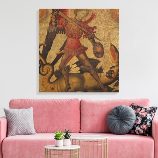 Saint Michael en de Dragon Canvas Afdruk (Insitu (Woonkamer))